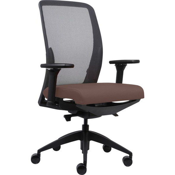 Lorell Executive Mesh Back/Fabric Seat Task Chair - Beige Crepe Fabric Seat - High Back - Armrest - 1 Each