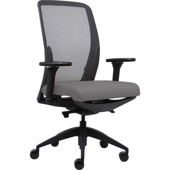 Lorell Executive Mesh Back/Fabric Seat Task Chair - Gray Vinyl Seat - High Back - Armrest - 1 Each