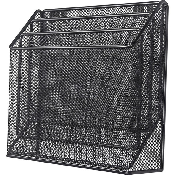 Lorell Mesh Desktop Organizer - 3 Tier(s) - 11.4" Height x 3.5" Width12.7" Length%Desktop - Durable - Black - Metal - 1 Each