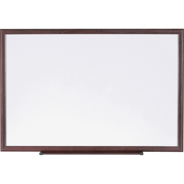 Lorell Wood Frame Dry-Erase Marker Boards - 96" (8 ft) Width x 48" (4 ft) Height - White Melamine Surface - Brown Wood Frame - 1 Each