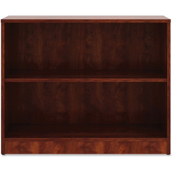 Lorell Cherry Laminate Bookcase - 2 Shelf(ves) - 29.5" Height x 36" Width x 12" Depth - Sturdy, Adjustable Feet, Adjustable Shelf - Thermofused Laminate (TFL) - Cherry - Laminate - 1 Each