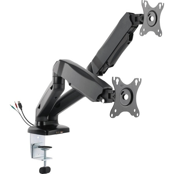 Lorell Mounting Arm for Monitor - Black - Height Adjustable - 2 Display(s) Supported - 14.30 lb Load Capacity - 75 x 75, 100 x 100 - 1 Each