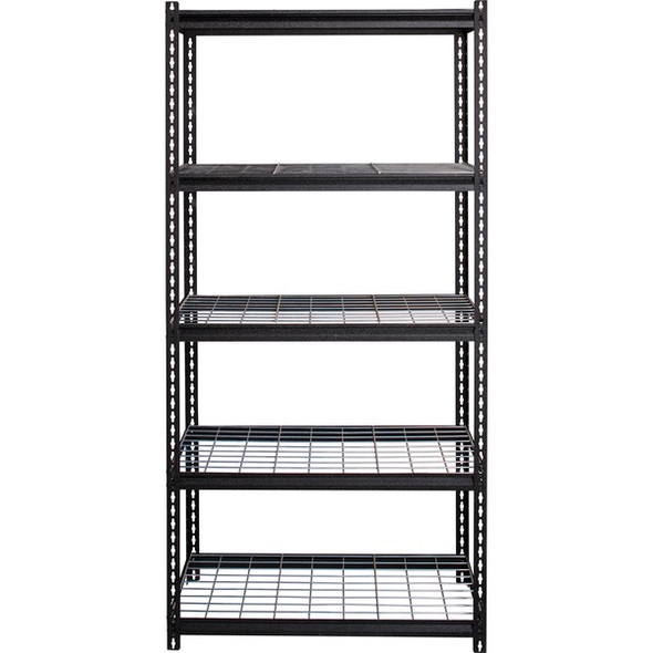 Lorell Wire Deck Shelving - 5 Shelf(ves) - 72" Height x 36" Width x 18" Depth - 28% Recycled - Black - Steel - 1 Each