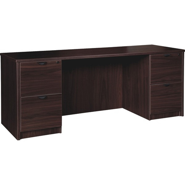 Lorell Prominence 2.0 Espresso Laminate Double-Pedestal Credenza - 2-Drawer - 66" x 24"29" , 1" Top - 2 x File Drawer(s) - Double Pedestal on Left/Right Side - Band Edge - Material: Particleboard - Finish: Thermofused Melamine (TFM)