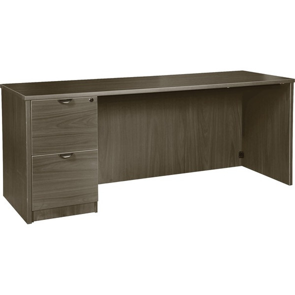 Lorell Prominence 2.0 Gray Elm Laminate Desk Unit - 66" x 24"29" , 1" Top, 0.1" Edge - 2 x File Drawer(s) - Single Pedestal on Left Side - Band Edge - Material: Particleboard - Finish: Thermofused Melamine (TFM)