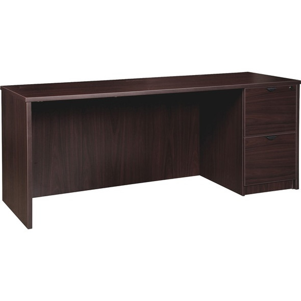 Lorell Prominence 2.0 Espresso Laminate Right-Pedestal Credenza - 2-Drawer - 66" x 24"29" , 1" Top - 2 x File Drawer(s) - Single Pedestal on Right Side - Band Edge - Material: Particleboard - Finish: Thermofused Melamine (TFM)