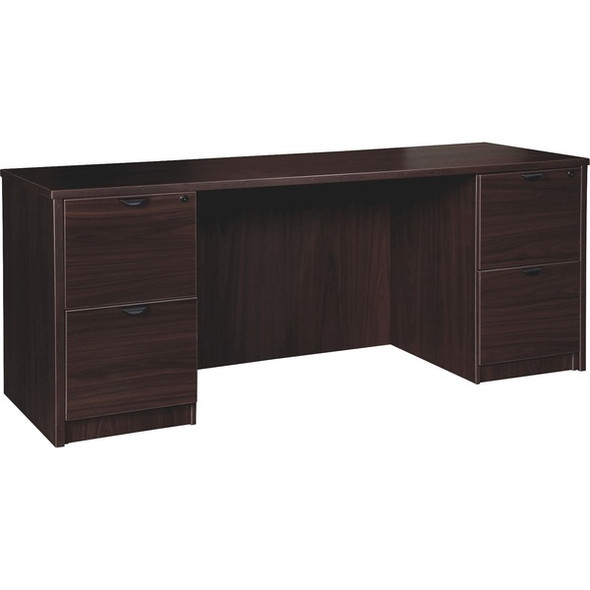 Lorell Prominence 2.0 Espresso Laminate Double-Pedestal Credenza - 2-Drawer - 72" x 24"29" , 1" Top - 2 x File Drawer(s) - Double Pedestal on Left/Right Side - Band Edge - Material: Particleboard - Finish: Thermofused Melamine (TFM)