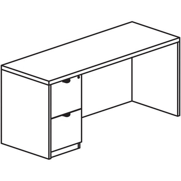 Lorell Prominence 2.0 Gray Elm Laminate Desk Unit - 72" x 24"29" , 1" Top, 0.1" Edge - 2 x File Drawer(s) - Single Pedestal on Left Side - Band Edge - Material: Particleboard - Finish: Thermofused Melamine (TFM)