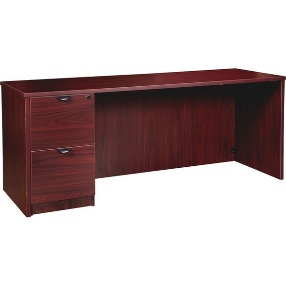 Lorell Prominence 2.0 Mahogany Laminate Left-Pedestal Credenza - 2-Drawer - 72" x 24"29" , 1" Top - 2 x File Drawer(s) - Single Pedestal on Left Side - Band Edge - Material: Particleboard - Finish: Thermofused Melamine (TFM)