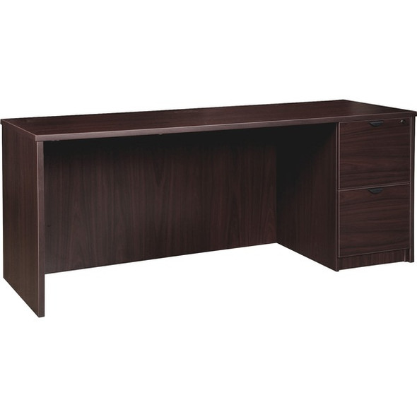 Lorell Prominence 2.0 Espresso Laminate Right-Pedestal Credenza - 2-Drawer - 72" x 24"29" , 1" Top - 2 x File Drawer(s) - Single Pedestal on Right Side - Band Edge - Material: Particleboard - Finish: Espresso Laminate, Thermofused Melamine (TFM)