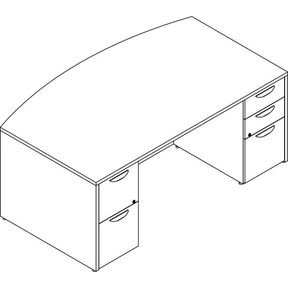 Lorell Prominence 2.0 Gray Elm Laminate Desk Unit - 72" x 42"29" , 1" Top, 0.1" Edge - 5 x File, Box Drawer(s) - Double Pedestal on Left/Right Side - Band Edge - Material: Particleboard - Finish: Gray Elm, Thermofused Melamine (TFM), Laminate