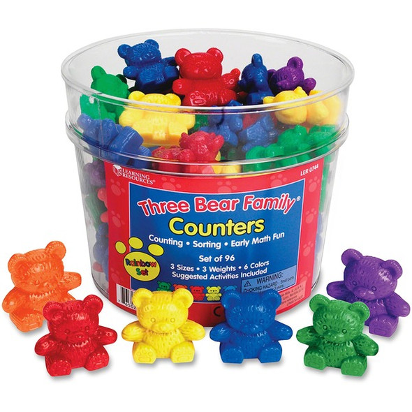 Three Bear Family Counters Set - Learning Theme/SubjectSkill Learning: Size Differentiation - 96 x Bear Shape - Assorted - Plastic - 96 / Set