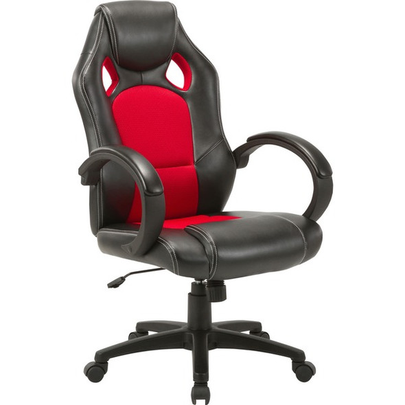 LYS High-back Gaming Chair - For Gaming - Polyurethane, Mesh, Nylon - Red, Black