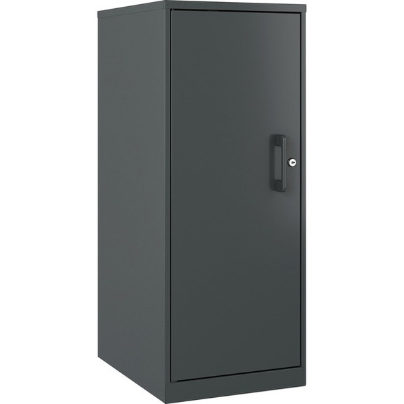 LYS Storage Cabinet - 18" x 14.3" x 35.5" - 3 x Shelf(ves) - Locking Door, Welded, Durable, Humidity Resistant, Temperature Resistant - Graphite - Steel - Recycled
