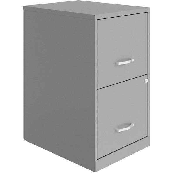 LYS SOHO File Cabinet - 14.3" x 18" x 24.5" - 2 x Drawer(s) for File, Document - Letter - Vertical - Glide Suspension, Locking Drawer, Pull Handle - Silver - Baked Enamel - Steel - Recycled - Assembly Required