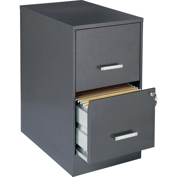 LYS SOHO File Cabinet - 14.3" x 22" x 26.7" - 2 x Drawer(s) for File, Document - Letter - Glide Suspension, Locking Drawer, Pull Handle - Metallic Charcoal - Baked Enamel - Steel - Recycled - Assembly Required
