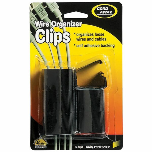 CordAway Locking-Latch Wire Clips - Cable Clip - Black - 6