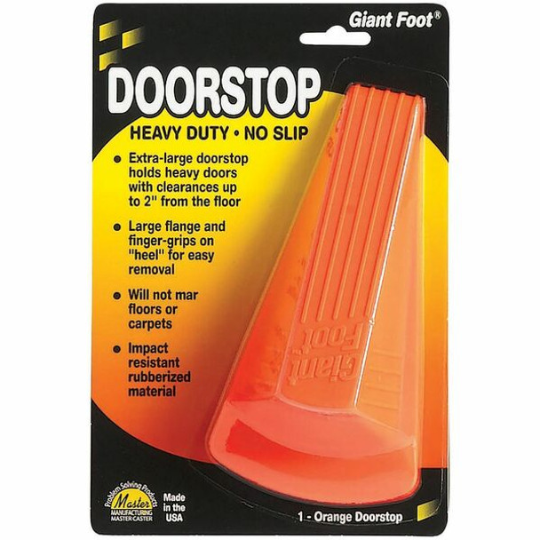 Giant Foot Doorstop, Orange - Heavy-Duty, No-Slip, 6-3/4"L x 3-1/2"W x 2"H