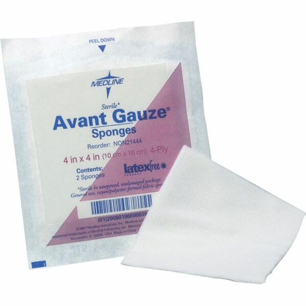 Medline Avant Nonsterile Gauze Nonwoven Sponges - 4 Ply - 3" x 3" - 200/Box - White