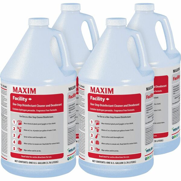 Maxim Facility+ One Step Disinfectant - 128 fl oz (4 quart) - 4 / Carton - Clear