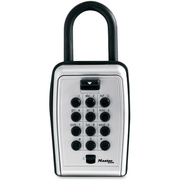 Master Lock Portable Key Safe - Push Button Lock - Weather Resistant, Scratch Resistant - for Door - Overall Size 7.2" x 5.3" x 2.2" - Black, Silver - Metal, Vinyl