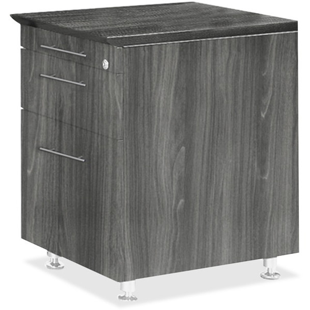 Mayline Medina Series Pencil/Box/File Return Pedestal - 18" x 15"26" , 1" Top - 3 x Storage, Box, File Drawer(s) - Beveled Edge - Material: Steel - Finish: Gray, Laminate, Silver - For Office