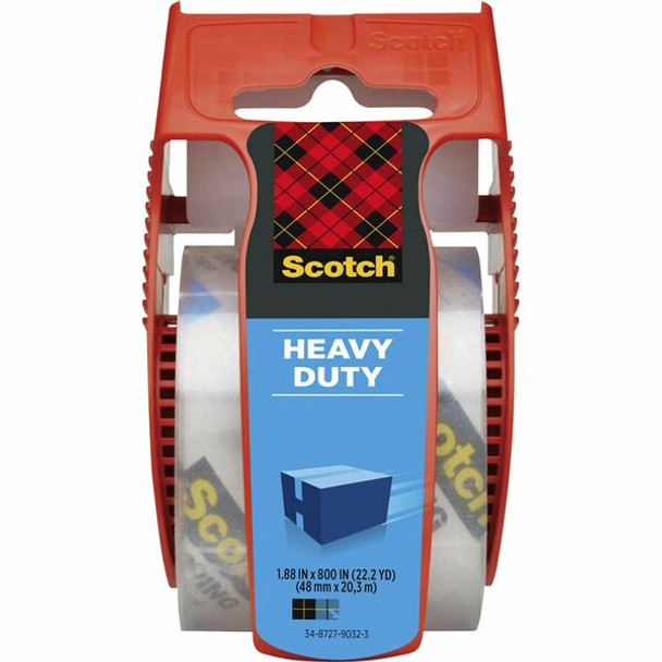 Scotch Super-Strength Packaging Tape - 22.20 yd Length x 1.88" Width - 3.1 mil Thickness - 1.50" Core - Synthetic Rubber Resin - Dispenser Included - Handheld Dispenser - Moisture Resistant, Split Resistant - For Packing, Shipping - 1 / Roll - Clear