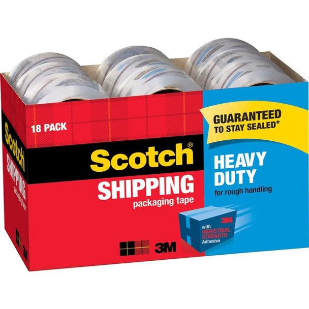 Scotch Heavy-Duty Shipping/Packaging Tape - 54.60 yd Length x 1.88" Width - 3.1 mil Thickness - 3" Core - Tear Resistant, Split Resistant, Breakage Resistance - For Mailing, Moving, Packing, Protecting, Sealing, Shipping - 18 / Box - Clear