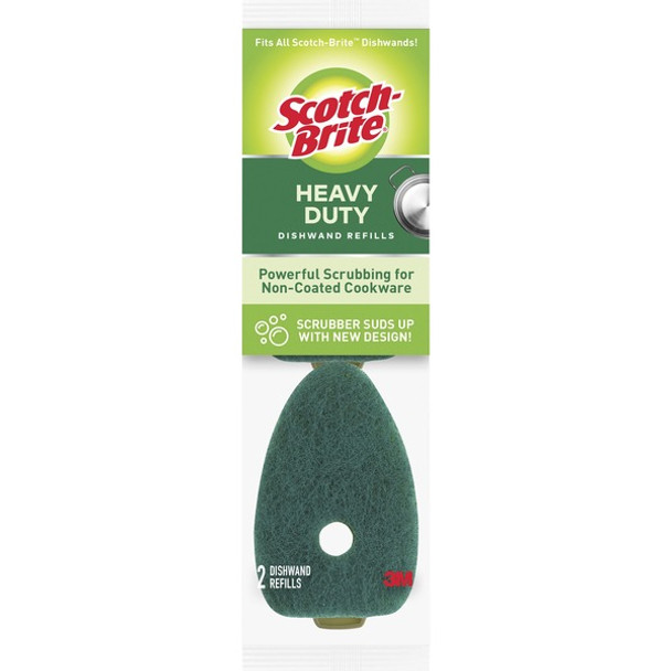 Scotch-Brite Heavy-Duty Dishwand Refills - 2.9" Height x 2.2" Width - 2/Pack - Green