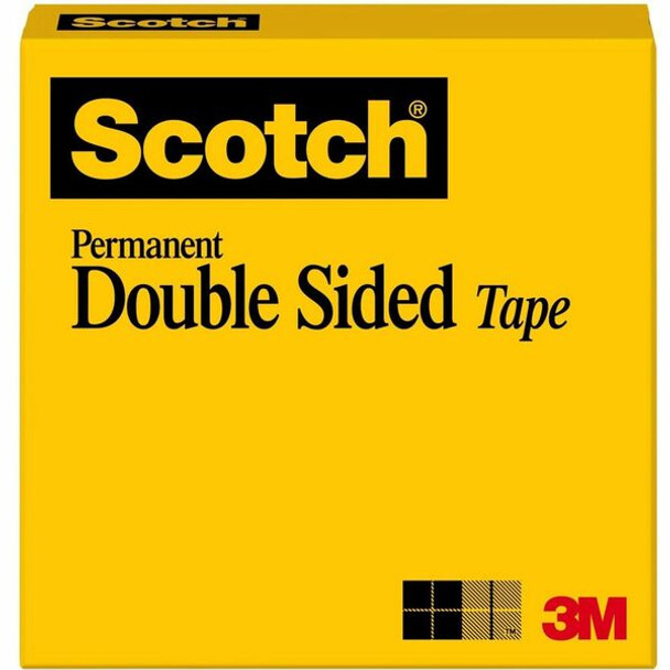 Scotch Permanent Double-Sided Tape - 1/2"W - 25 yd Length x 0.50" Width - 1" Core - Permanent Adhesive Backing - Long Lasting - For Splicing, Mounting, Attaching - 1 / Roll - Clear