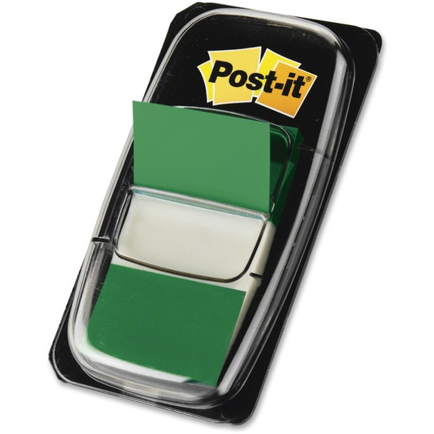 Post-it&reg; Green Flag Value Pack - 600 x Green - 1" x 1.75" - Rectangle - Unruled - Green - Removable, Writable - 12 / Box