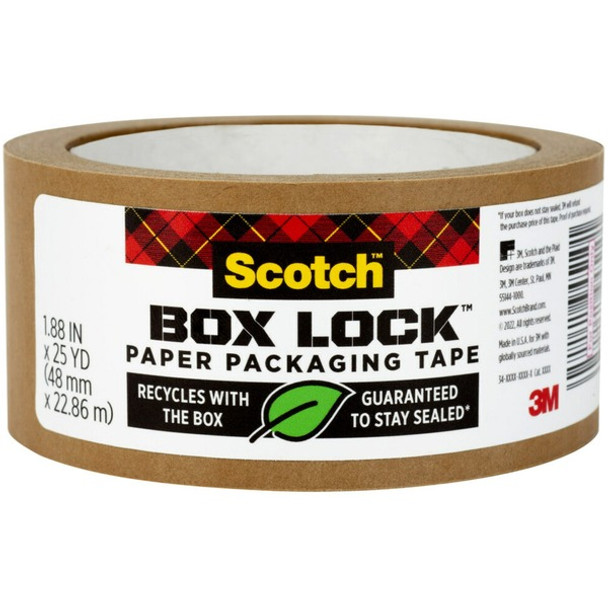 Scotch Box Lock Packaging Tape Refill - 25 yd Length x 1.88" Width - 8 / Carton - Brown