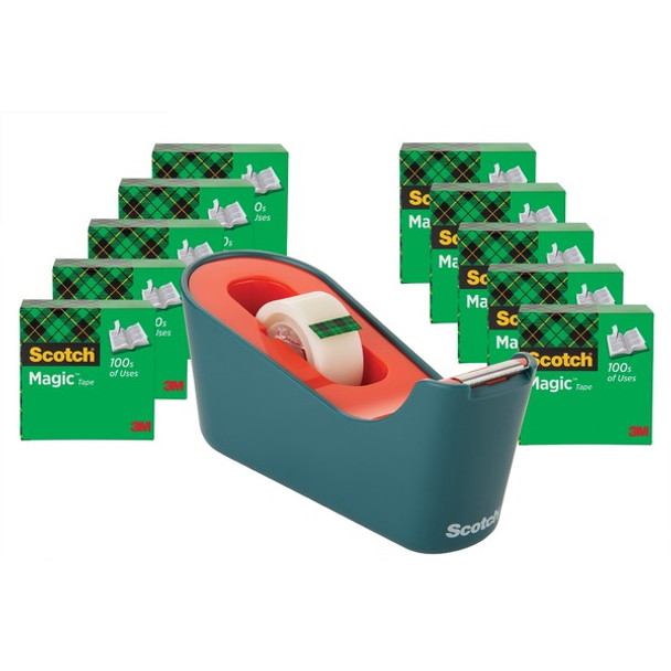 Scotch Magic Tape C18 Dispenser Value Pack - 333.33 yd Length x 0.75" Width - Dispenser Included - 10 - Seafoam Green