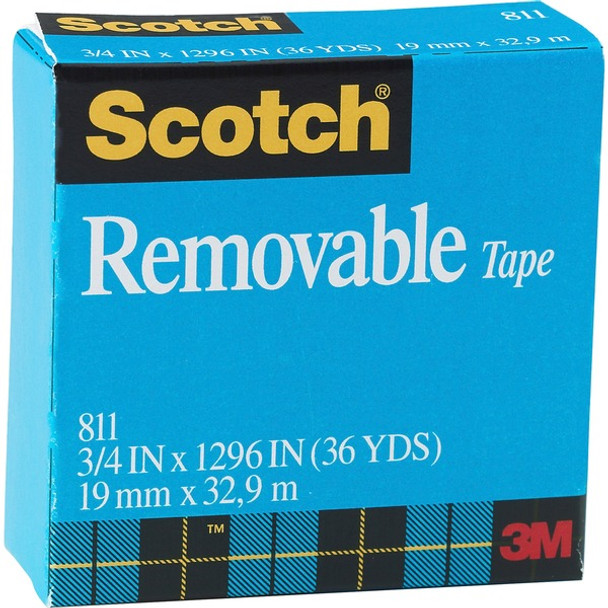 Scotch Removable Magic Tape Roll - 36 yd Length x 0.75" Width - 1" Core - Split Resistant, Tear Resistant - For Attaching - 1 / Roll - Matte - Clear