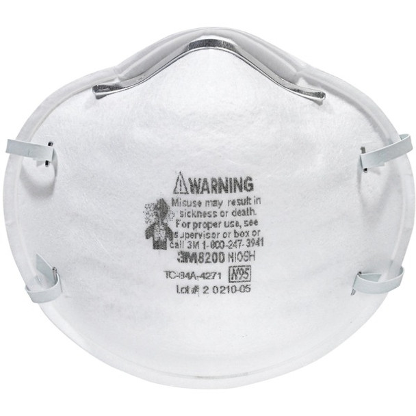 3M N95 Particle Respirator 8200 Masks - 2-Packs - Airborne Particle, Mold, Dust, Granular Pesticide, Allergen Protection - White - Disposable, Lightweight, Stretchable, Adjustable Nose Clip - 12 / Carton