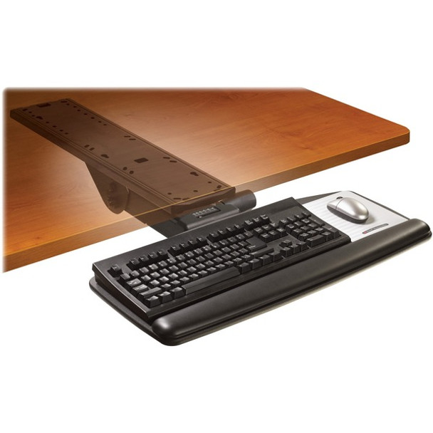 3M Easy Adjust Keyboard Tray with Standard Keyboard and Mouse Platform - 23" Height x 25.5" Width x 12" Depth - Black - 1