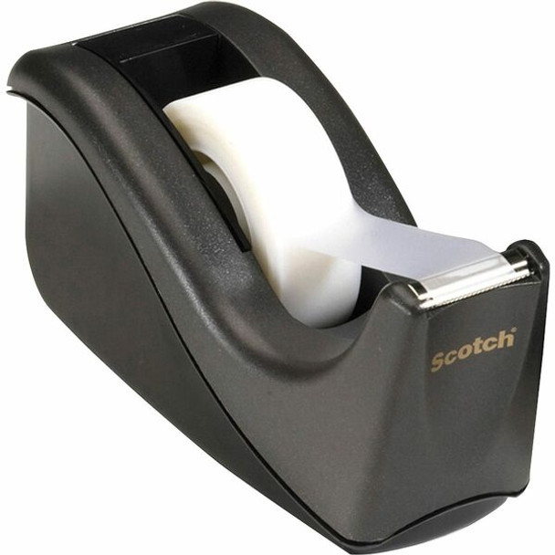 Scotch Two-tone Desktop Office Tape Dispenser - Holds Total 1 Tape(s) - 1" Core - Refillable - Non-skid Base - Black - 1 Each