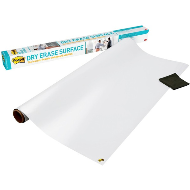 Post-it&reg; Self-Stick Dry-Erase Film Surface - White Surface - 36" (3 ft) Width x 48" (4 ft) Length - White Film - Rectangle - Flexible, Stain Resistant, Self-stick - 1 / Pack