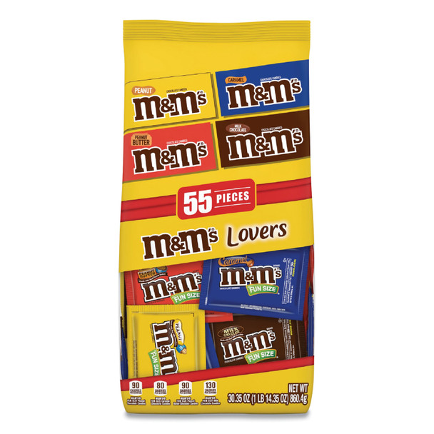 Fun Size Variety Mix, Caramel, Milk Chocolate, Peanut, Peanut Butter Flavors, 30.35 oz Bag, 55 Packs/Bag