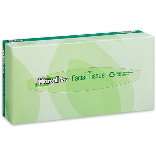 Marcal Pro Facial Tissue - Flat Box - 2 Ply - 4.50" x 8.60" - White - Absorbent, Soft, Hypoallergenic, Fragrance-free, Dye-free - For Healthcare, Office - 100 - 100 / Box