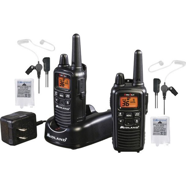 Midland LXT600BB FRS Business Radio Bundle - 36 Radio Channels - 22 FRS - Silent Operation, Hands-free - Nickel Metal Hydride (NiMH) - Black - 2 Each