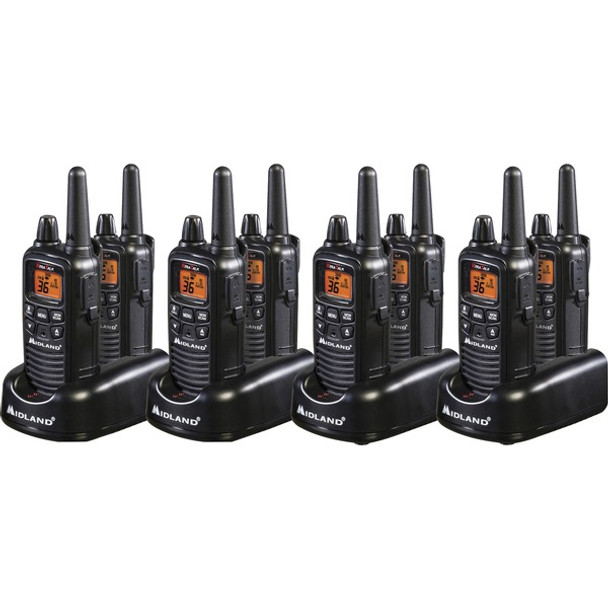 Midland Business Radio Bundle - 36 Radio Channels - 22 FRS - Silent Operation, Hands-free - AAA - Nickel Metal Hydride (NiMH) - Black - 8 / Carton