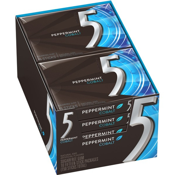 5 Gum Cobalt 5 Peppermint Sugar-free Gum - Peppermint - Individually Wrapped - 10 / Box