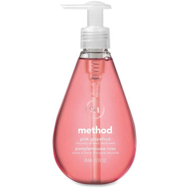 Method Gel Hand Soap - Pink Grapefruit ScentFor - 12 fl oz (354.9 mL) - Pump Bottle Dispenser - Hand - Pink - Non-toxic, Triclosan-free - 6 / Carton