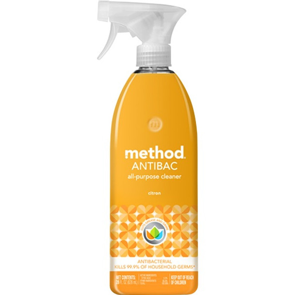 Method Antibac All-purpose Cleaner - 28 fl oz (0.9 quart) - Citron, Fresh Scent - 1 Each - Orange