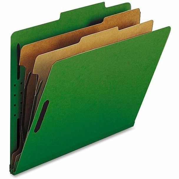 Nature Saver Letter Recycled Classification Folder - 8 1/2" x 11" - 2" Fastener Capacity for Folder - 2 Divider(s) - Green - 100% Recycled - 10 / Box