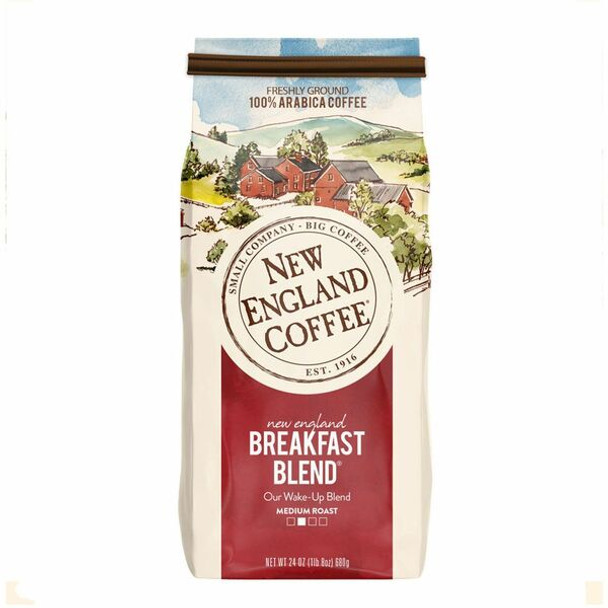 New England Coffee&reg; Ground Breakfast Blend Coffee - Medium - 24 oz - 4 / Carton