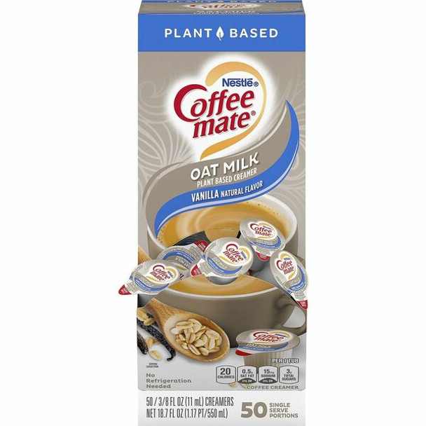 Coffee mate Oat Milk Vanilla Liquid Creamer Singles - Vanilla Flavor - 0.38 fl oz (11 mL) - 50/BoxTub