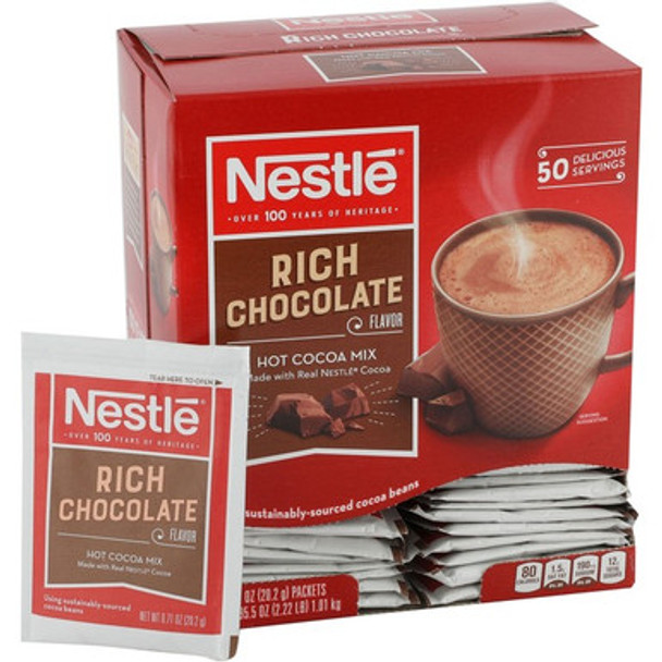 Nestle&reg; Rich Chocolate Hot Cocoa Packets - Powder - 0.71 oz - Packet - 50 / Box