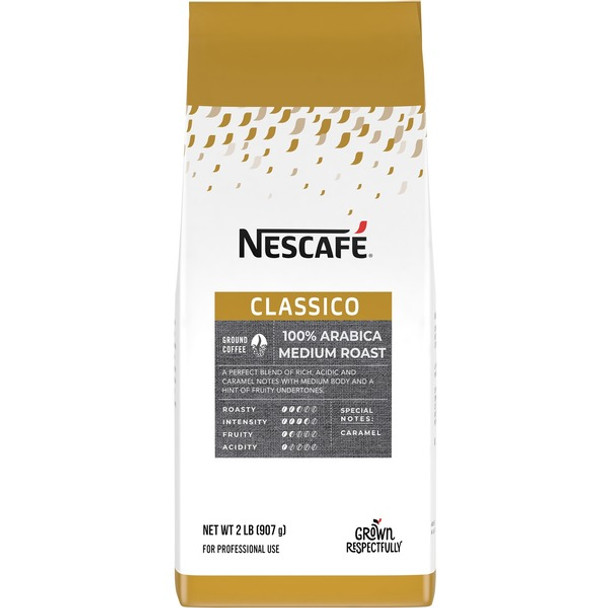 Nescafe Ground Classico Coffee - Compatible with Nescafe Bean-to-Cup - Medium - 32 oz - 6 / Carton